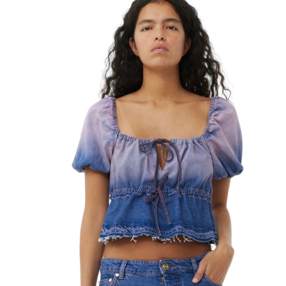 GANNI Puff Sleeve Top (NWT)